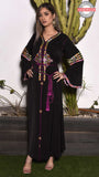 caftan-moderne-hdour-maroc-faitmain-crepe-soie-berchman-broderie-noir-handmade-ocaftan-moderne-chic-prestige-glamour-classe