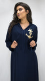 djellaba-ancre marin-lin-bleu roi-ocaftan-broderie-jellaba moderne-2021-chic-prestige-glamour-classe