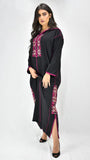 djellaba-leader caftan-mekhzania-2021-crepe-soie-noir-noire-black-jellaba brodée-broderie-moderne-fashion-chic-prestige