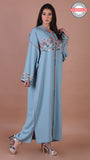 djellaba-mekhzania-fait main-berchman-blue sky-haute-couture-bleu ciel-ocaftan-crêpe de soie-broderie-jellaba moderne-2021-chic-prestige-glamour-classe