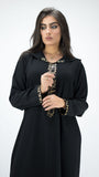 djellaba-randa-noire-noir-faitmain-handmade-black-mrema-motiftigre-motifpython-ocaftan-broderie-jellabamoderne-chic-prestige